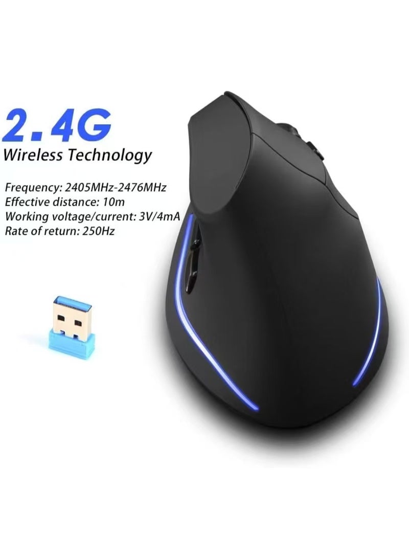Rechargeable Ergonomic Mouse,2.4G USB Optical LED Vertical Wireless Mice with 3 Adjustable DPI 1000/1600/2400 and 6 Buttons for Laptop, PC, Computer, Desktop, Black … - Image 5